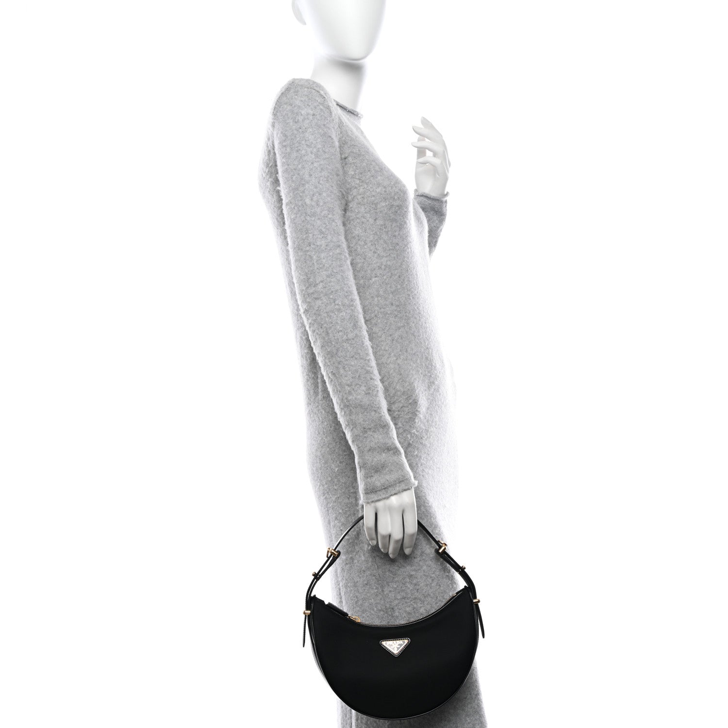 Prada Re-Nylon Spazzolato Arque Shoulder Bag Black 2 of 10