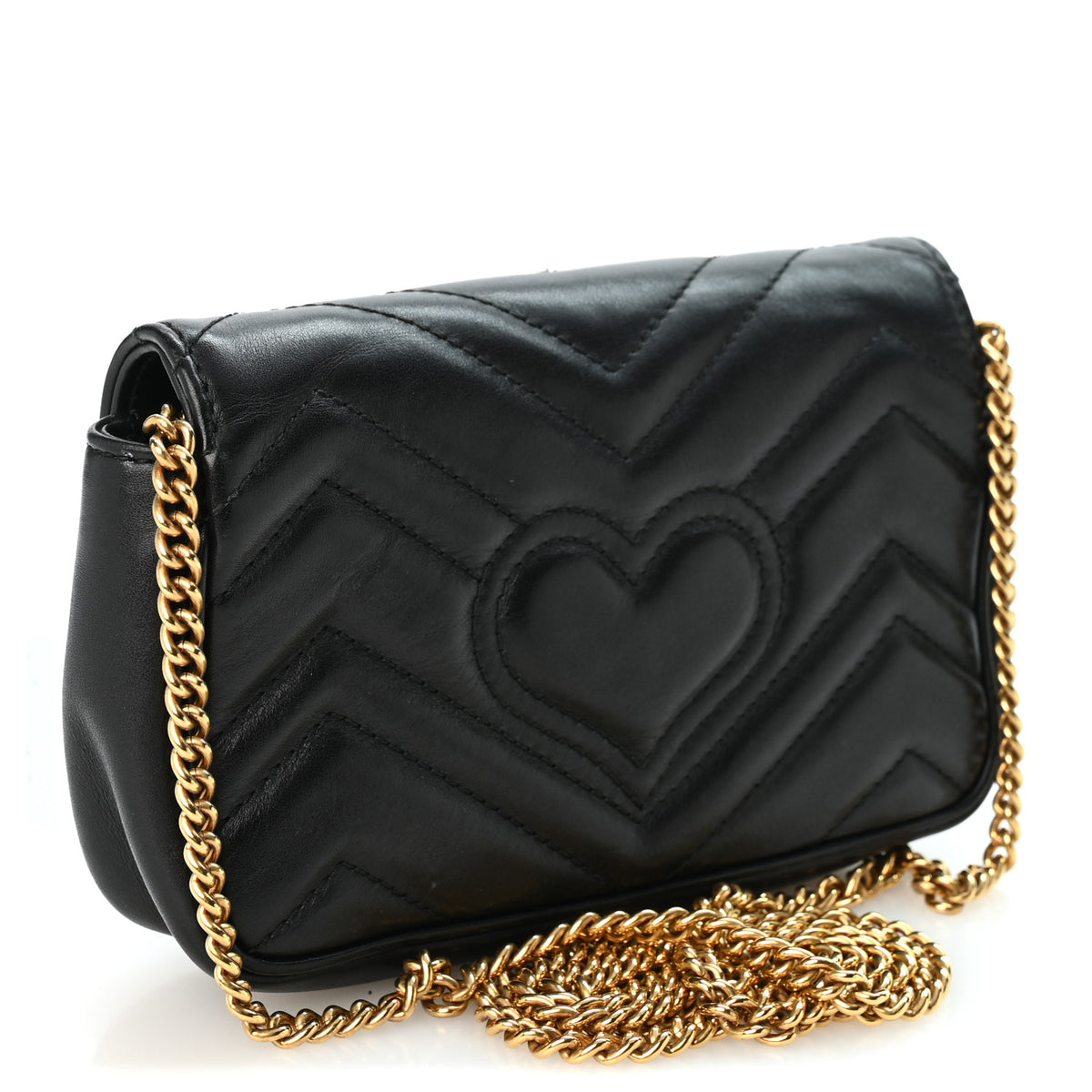 Gucci Calfskin Matelasse Super Mini GG Marmont Shoulder Bag Black 2 of 10