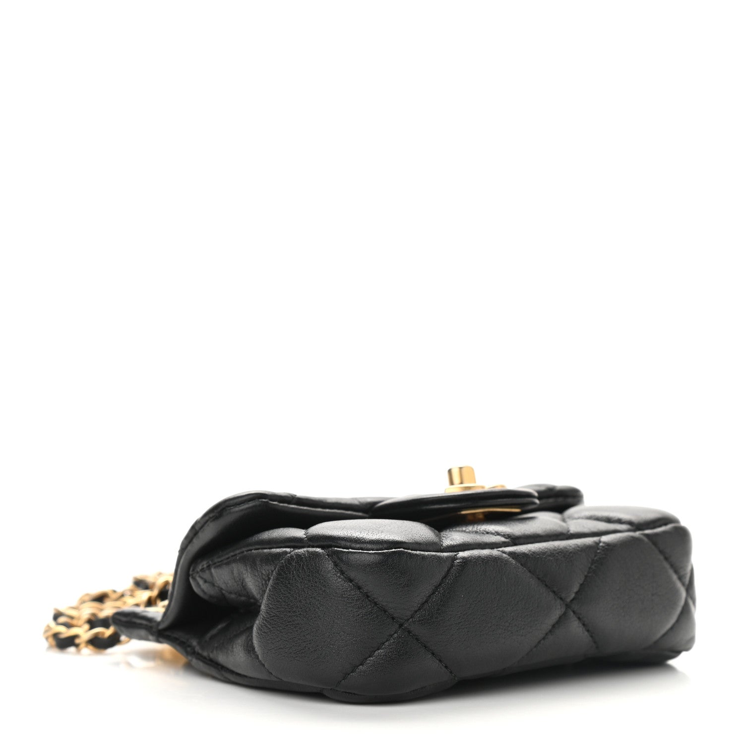 Chanel Calfskin Quilted Lady Handle Flap Card Holder With Chain Black 4 of 10