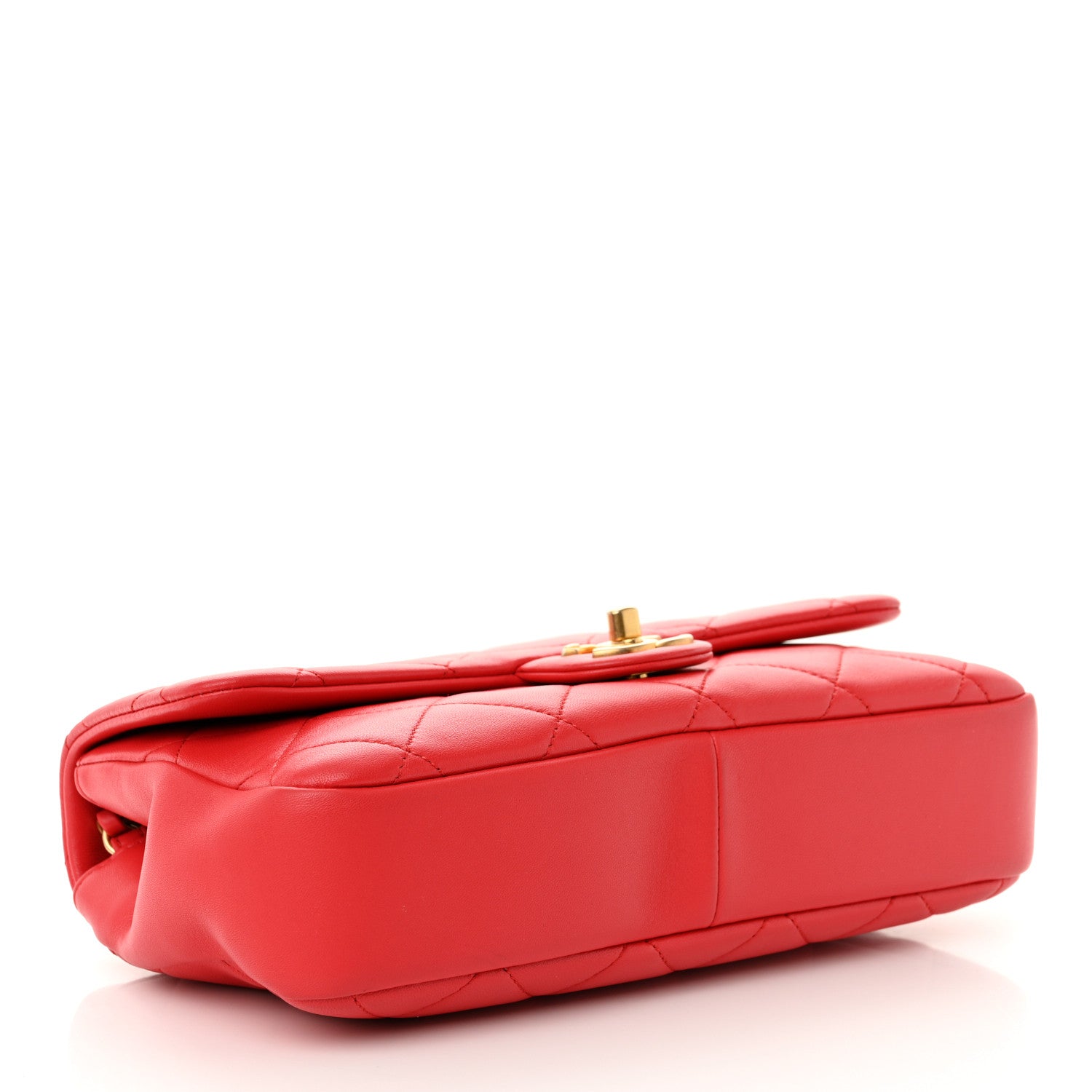 Chanel Lambskin Quilted Medium In The Loop Handle Flap Bag Red 4 of 10