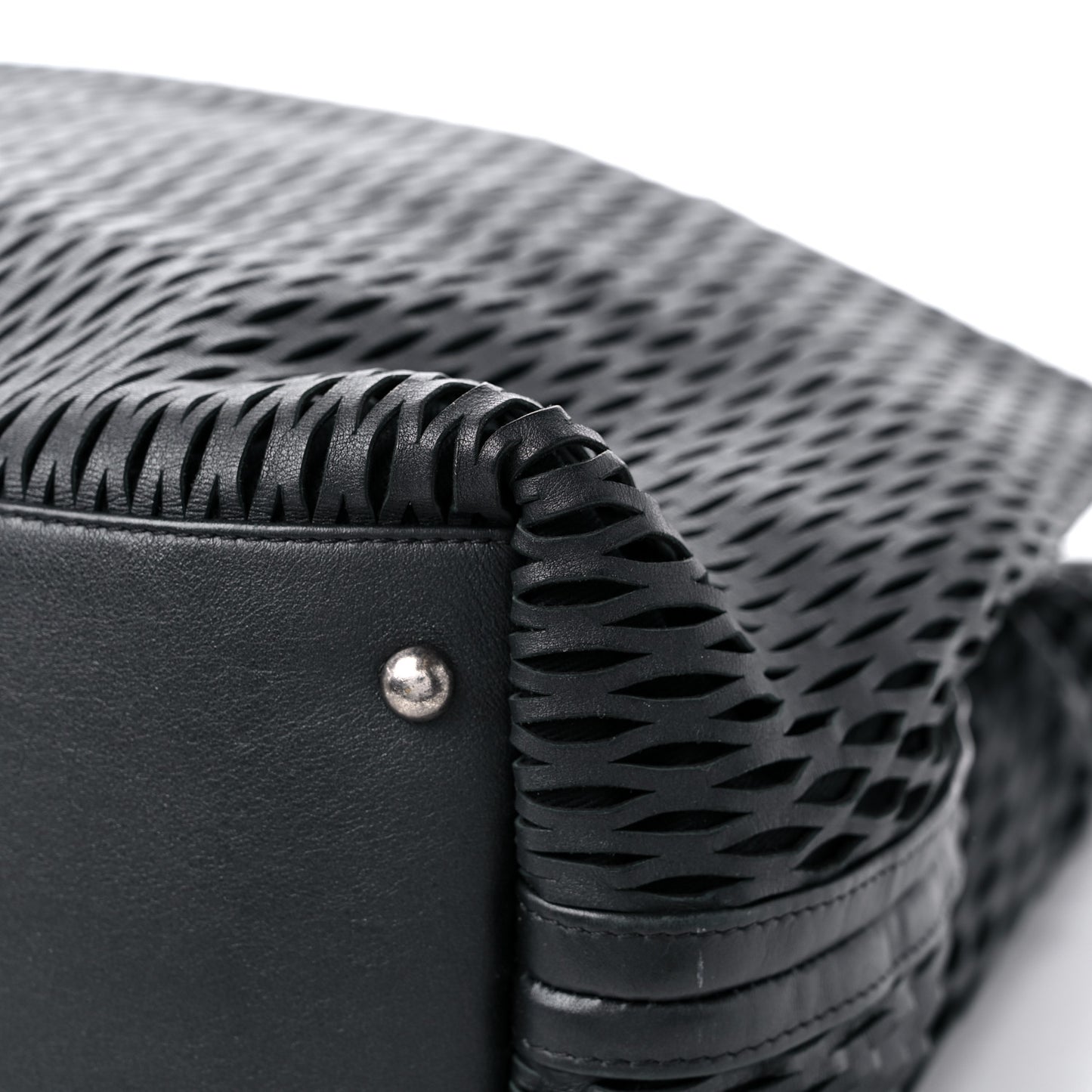 Calfskin Laser Cut Perforated CC Tote Black