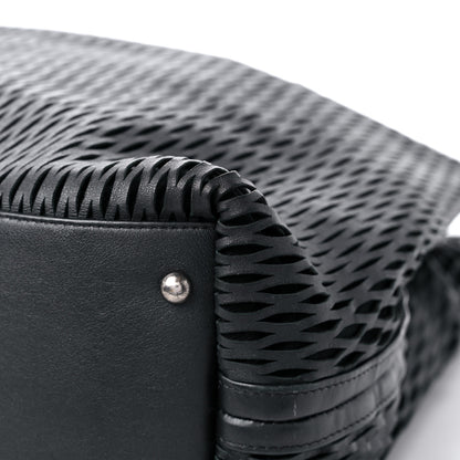 Chanel Calfskin Laser Cut Perforated CC Tote Black 11 of 12