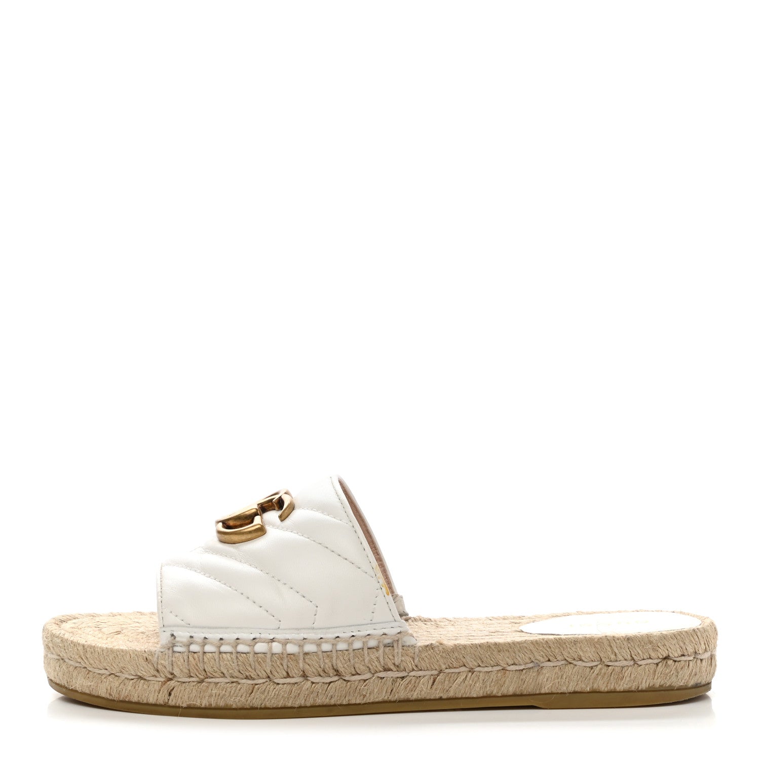 Gucci Nappa Matelasse GG Marmont Espadrille Slide Sandals 37 Great White 1 of 13