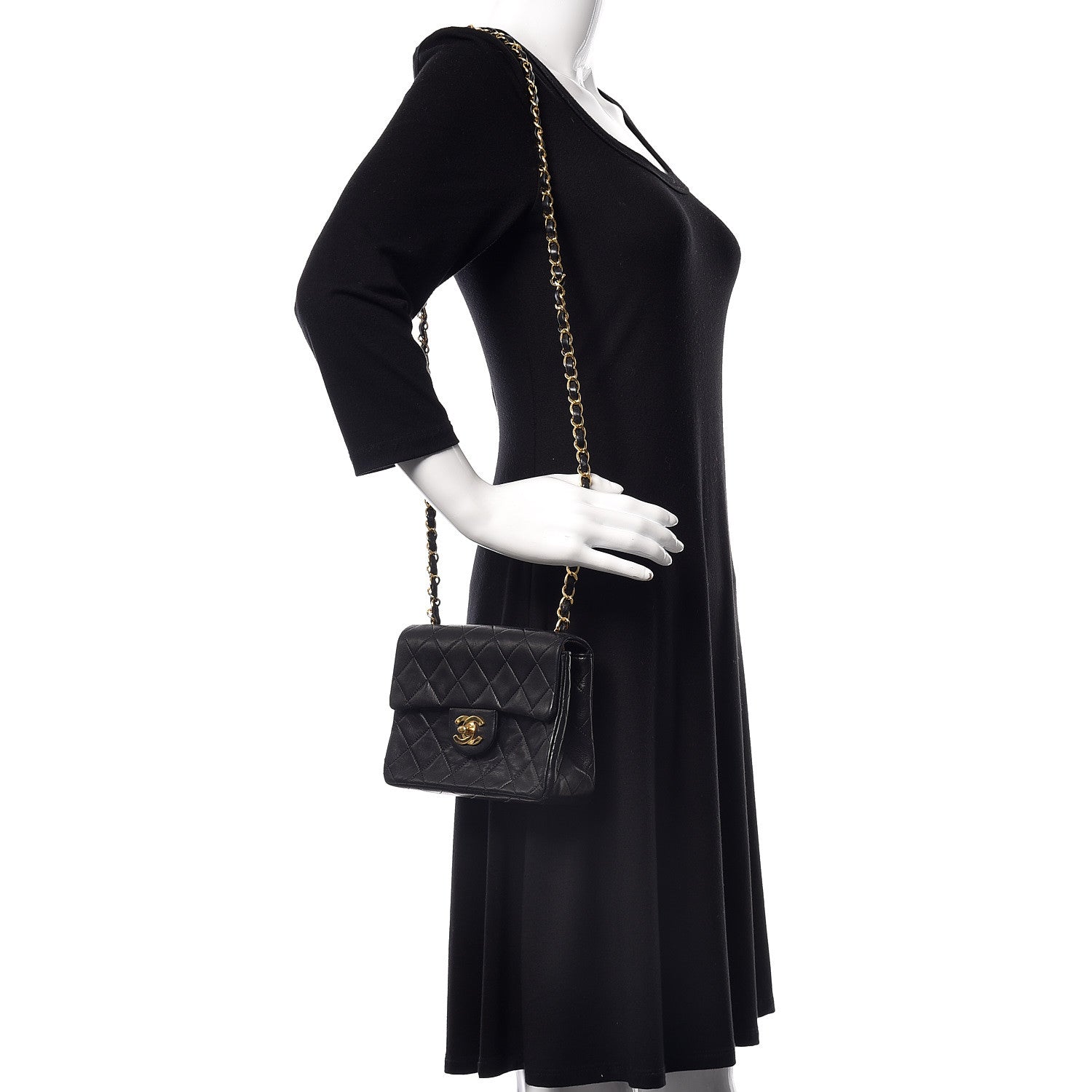 Chanel Lambskin Quilted Mini Square Flap Black 2 of 10