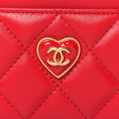 Chanel Lambskin Plexiglass Quilted Coco Love Card Holder Red 9 of 10