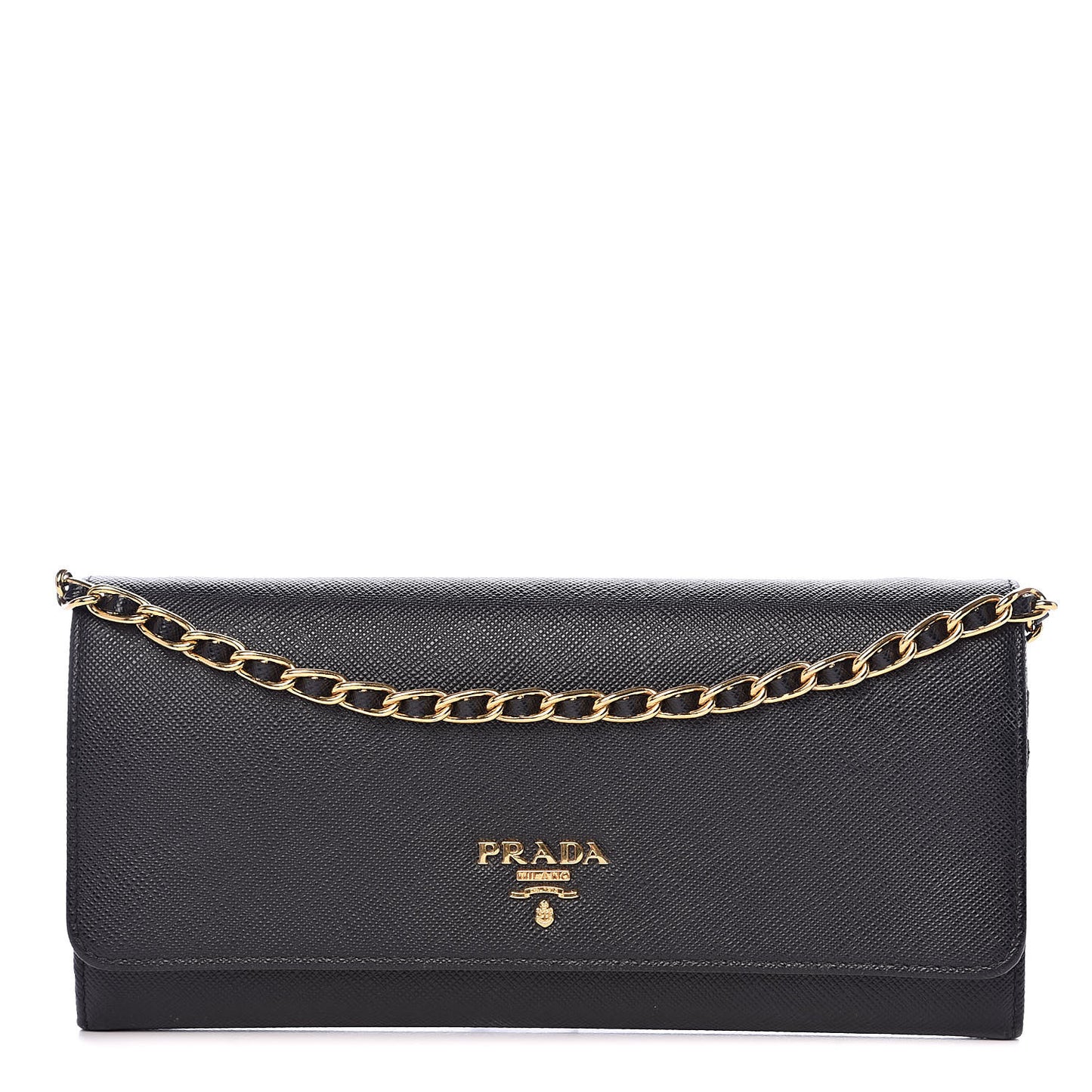 Saffiano Metal Oro Chain Wallet Black