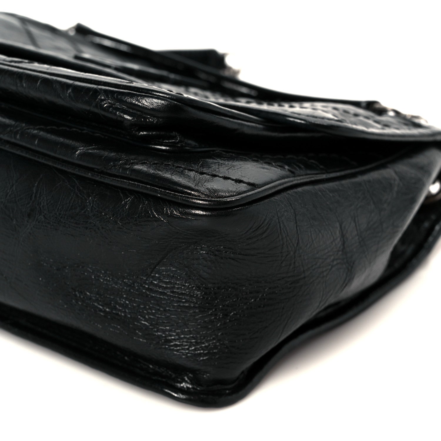Saint Laurent Crinkled Calfskin Matelasse Monogram Medium Niki Chain Satchel Black 11 of 12