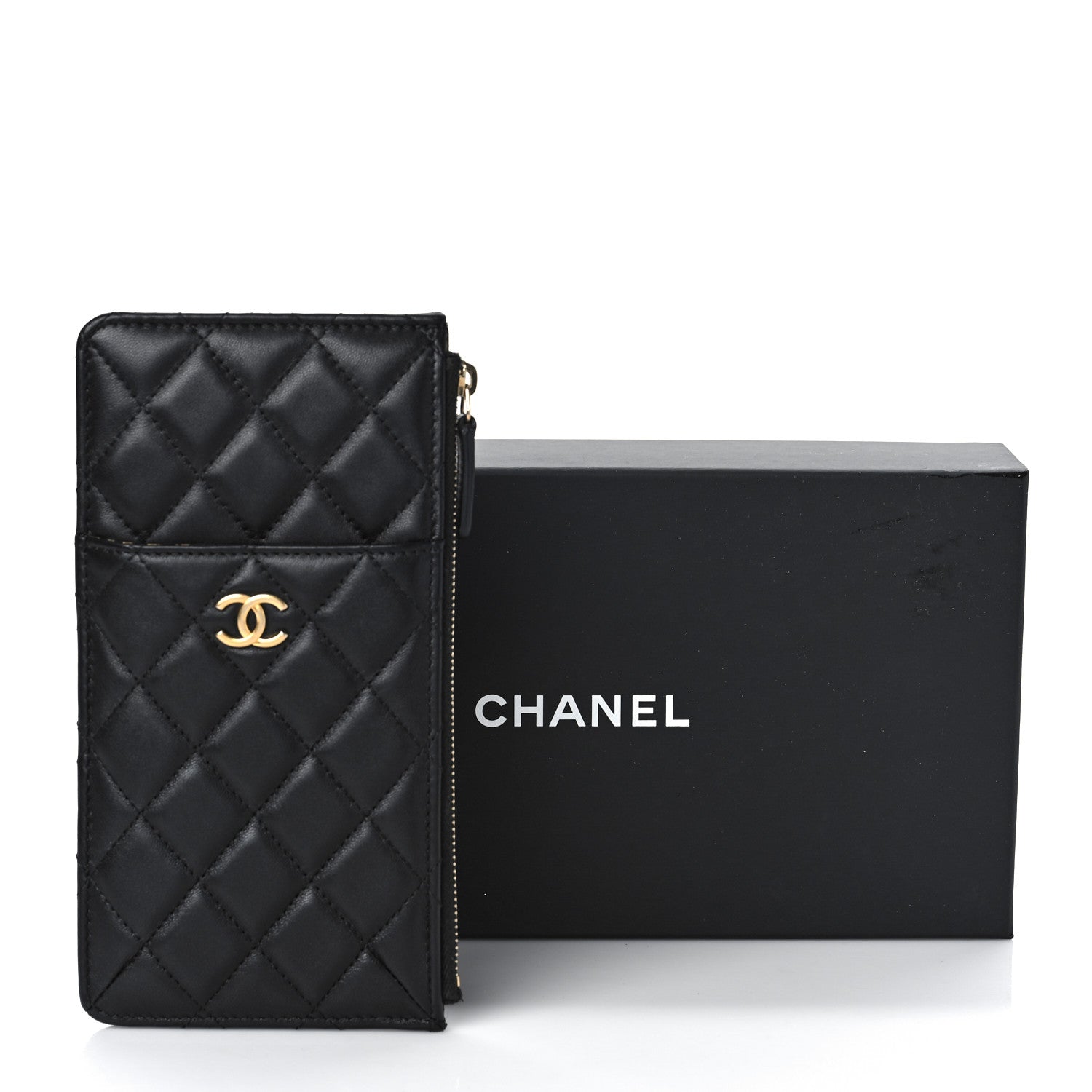 Chanel Lambskin Quilted Egyptian Amulet Classic Flat Wallet Pouch Black 10 of 10
