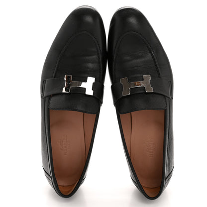 Hermes Goatskin Womens Paris Loafers 37 Black 2 of 10