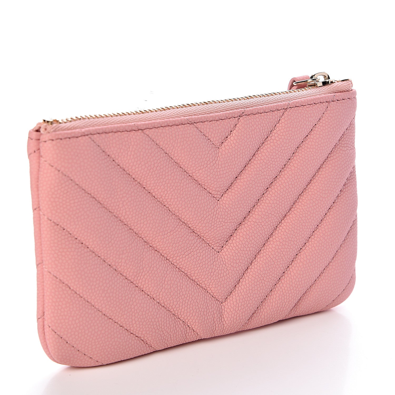 Chanel Caviar Chevron Quilted Small Cosmetic Case Pink 3 of 8