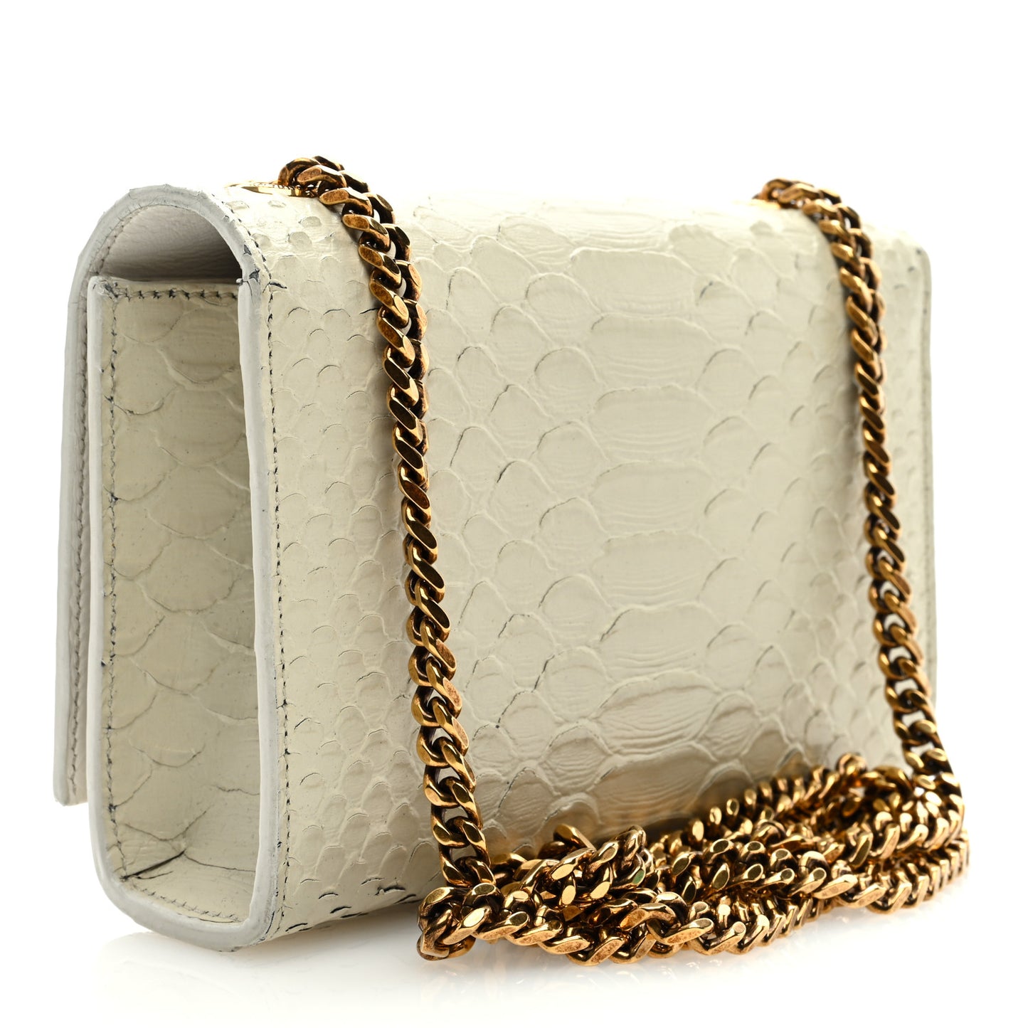 Calfskin Python Embossed Small Classic Monogram Kate Tassel Satchel Ivory