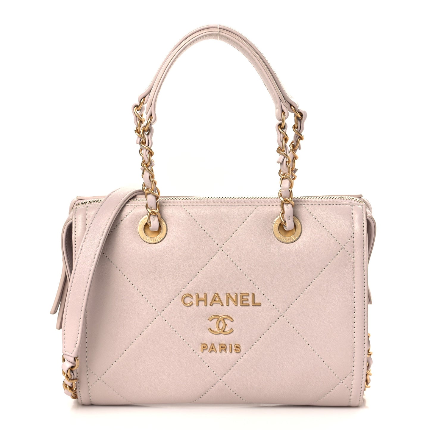 Calfskin Quilted Small Bowling Bag Light Pink