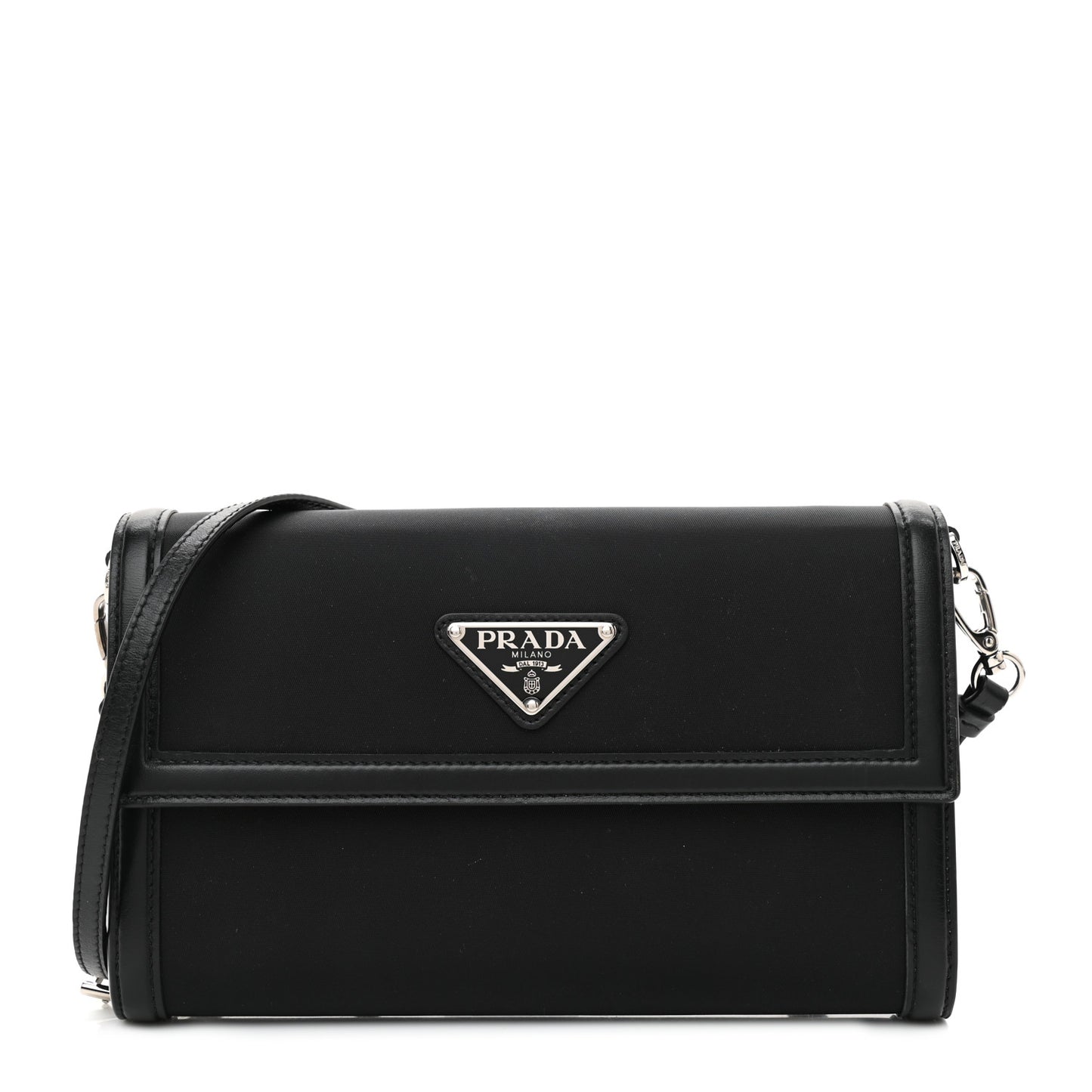 Tessuto Nylon Vitello Wallet on Strap Black