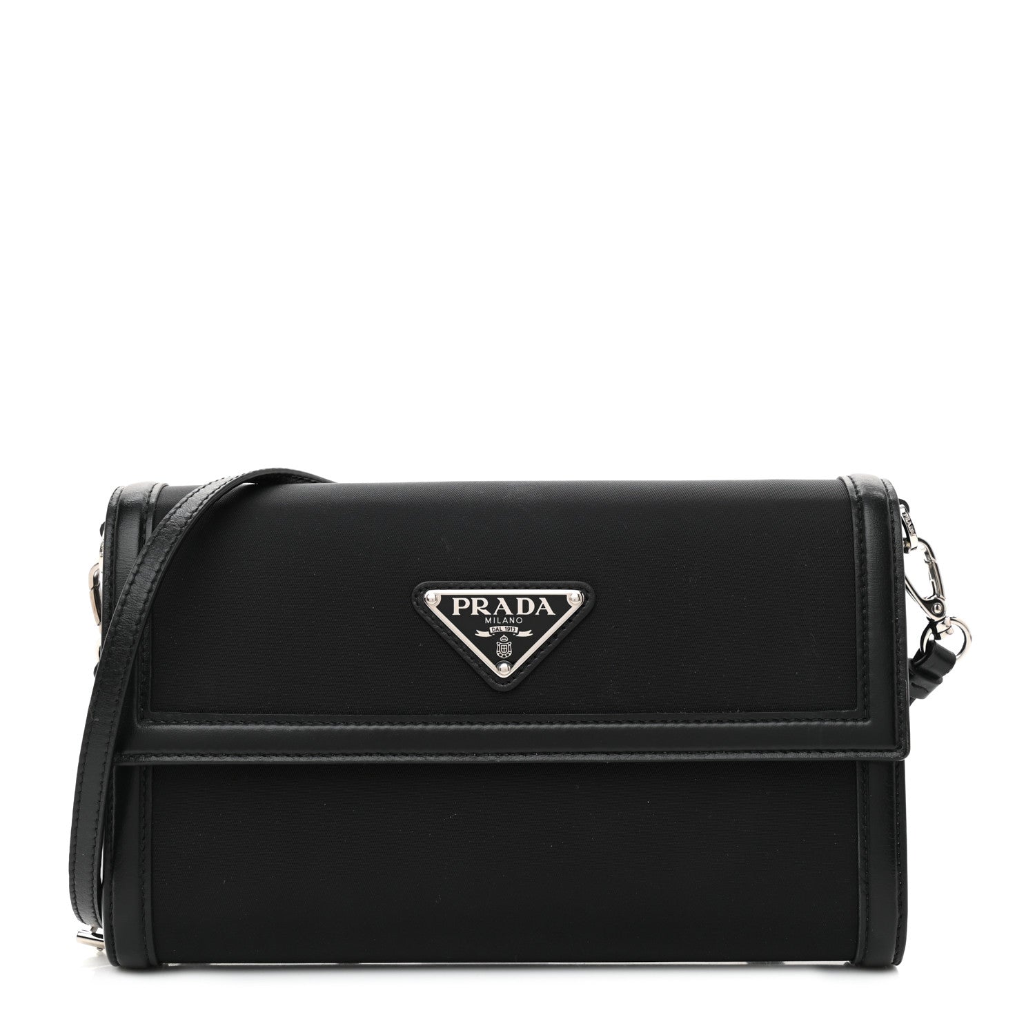 Prada Tessuto Nylon Vitello Wallet on Strap Black 1 of 8