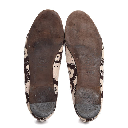 Chanel Lambskin Canvas Printed CC Cap Toe Ballerina Flats 39 Brown 7 of 9