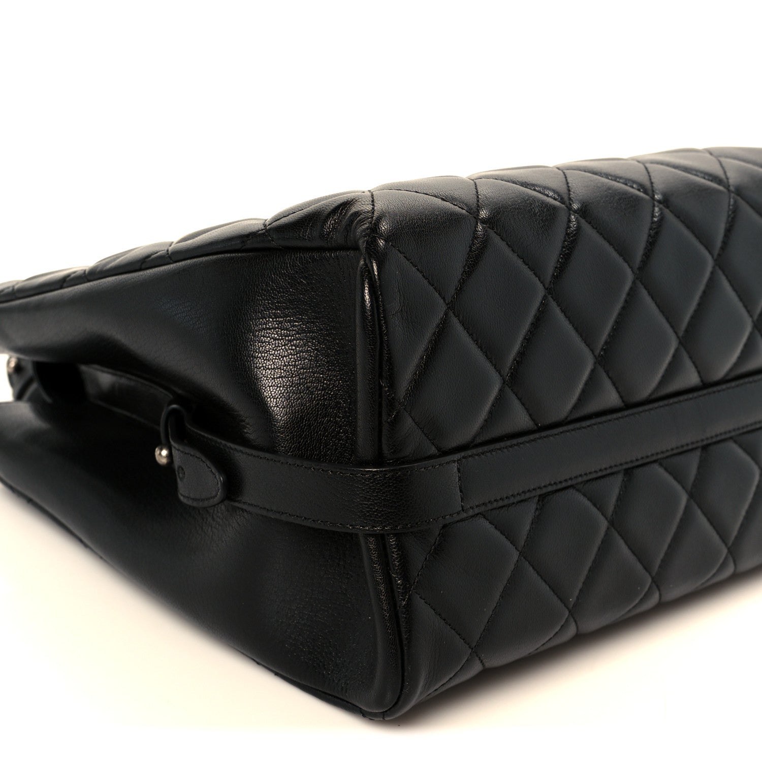 Chanel Metallic Goatskin Quilted Small City Rock Shopping Tote Black 9 of 10
