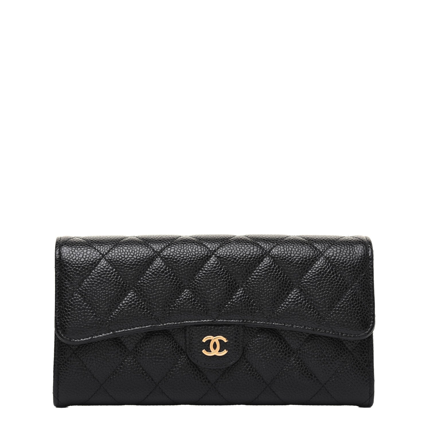 Chanel Caviar Quilted Large Gusset Flap Wallet Black 1 of 14