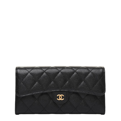 Chanel Caviar Quilted Large Gusset Flap Wallet Black 1 of 14