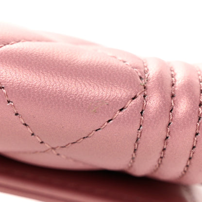 Chanel Metallic Lambskin Quilted Boy Card Holder Wallet Pink 10 of 11