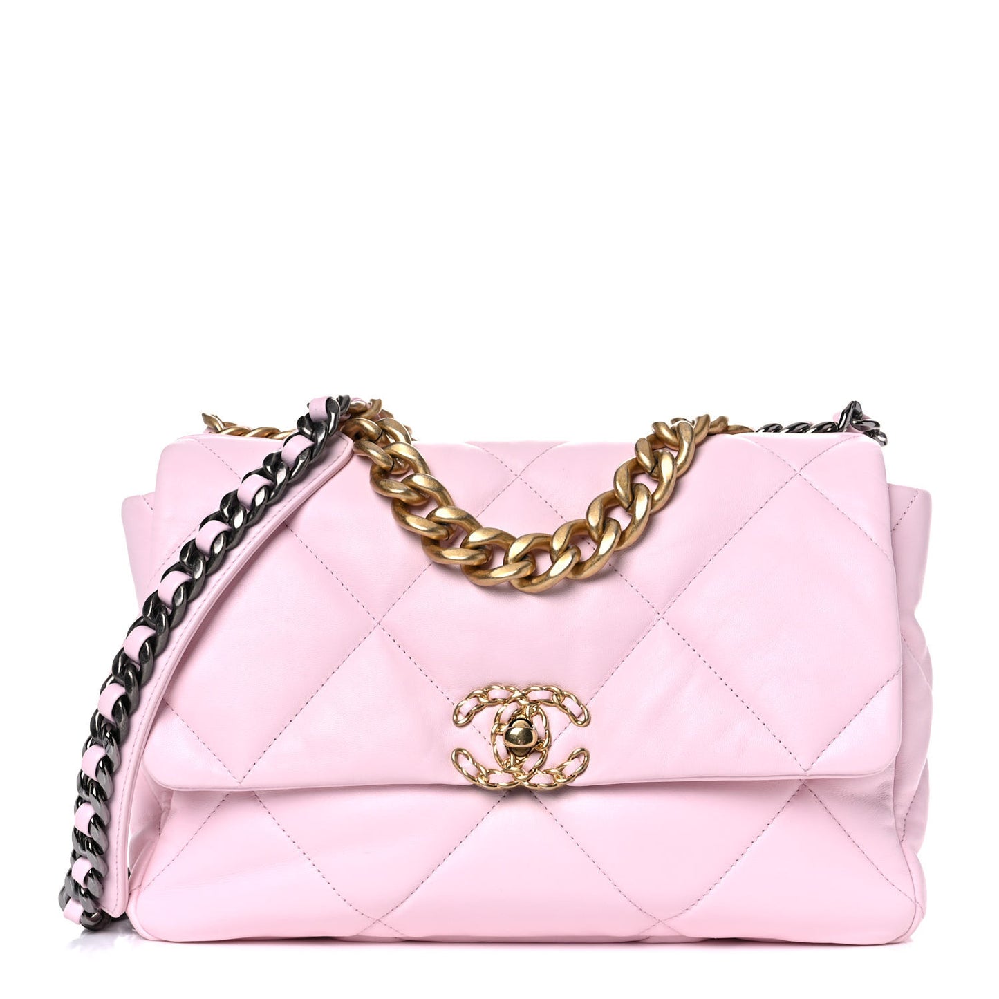 Lambskin Quilted Large Chanel 19 Flap Light Pink
