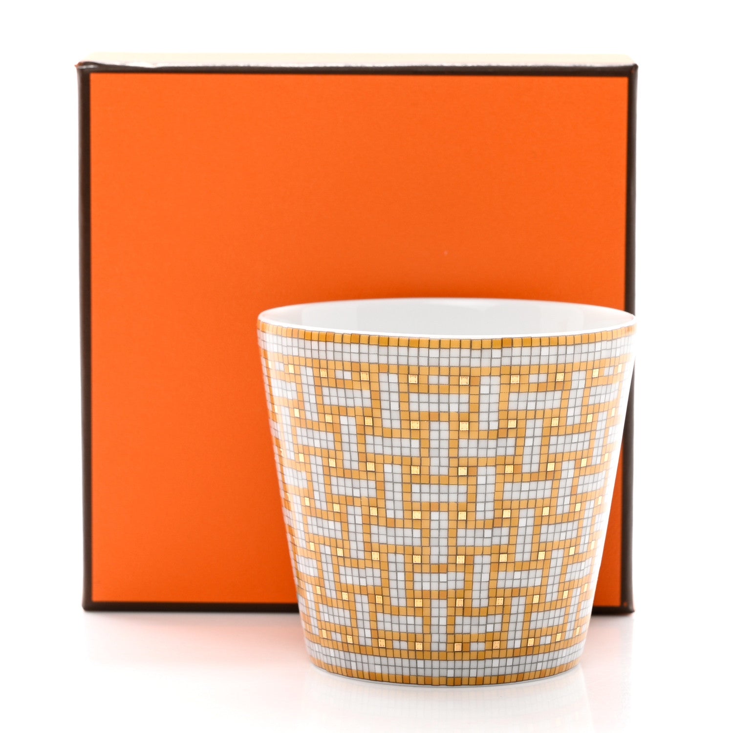 Hermes Porcelain Mosaique Au 24 Porcelain Candle Tumbler Gold 7 of 7