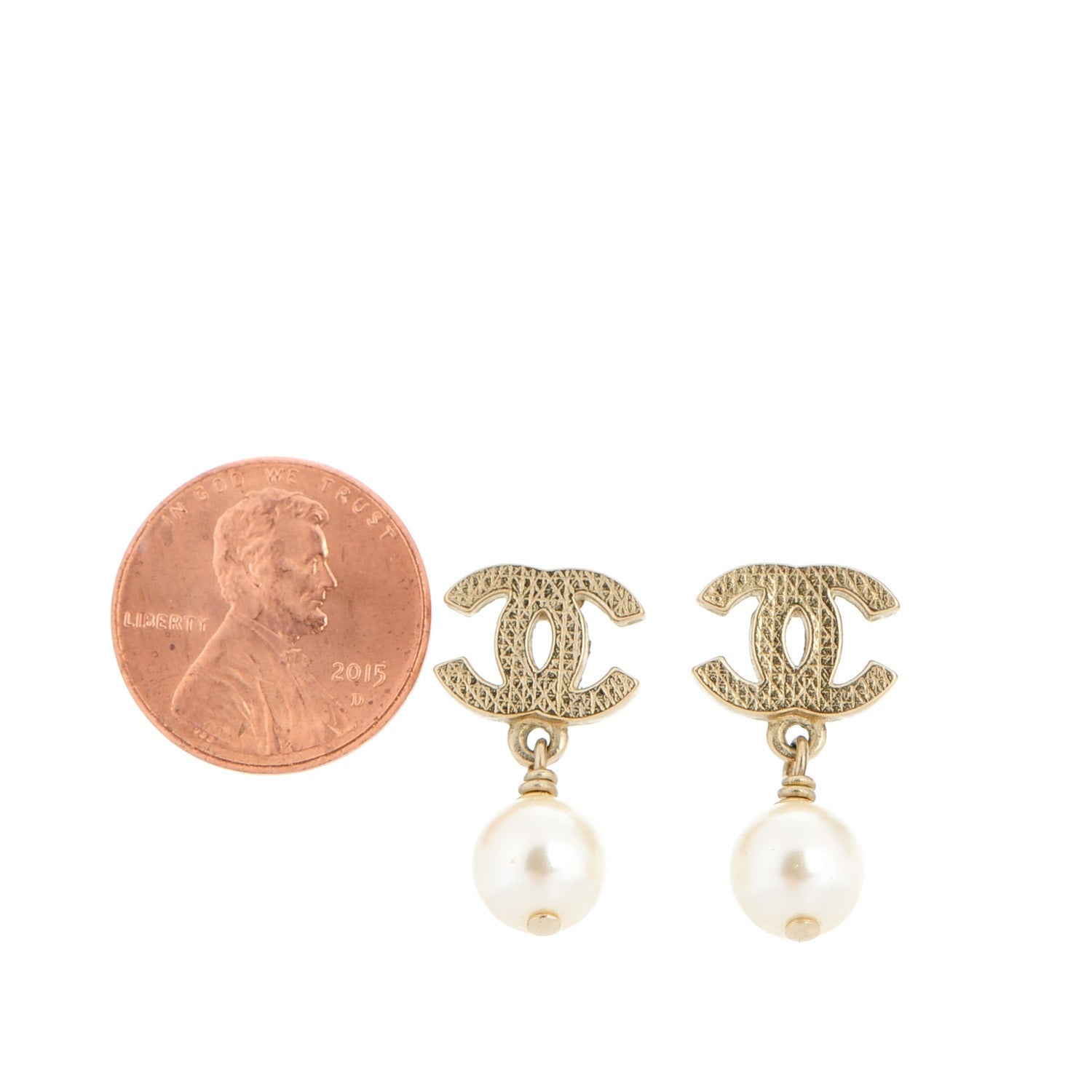 Chanel Pearl CC Drop Earrings Gold 2 of 5