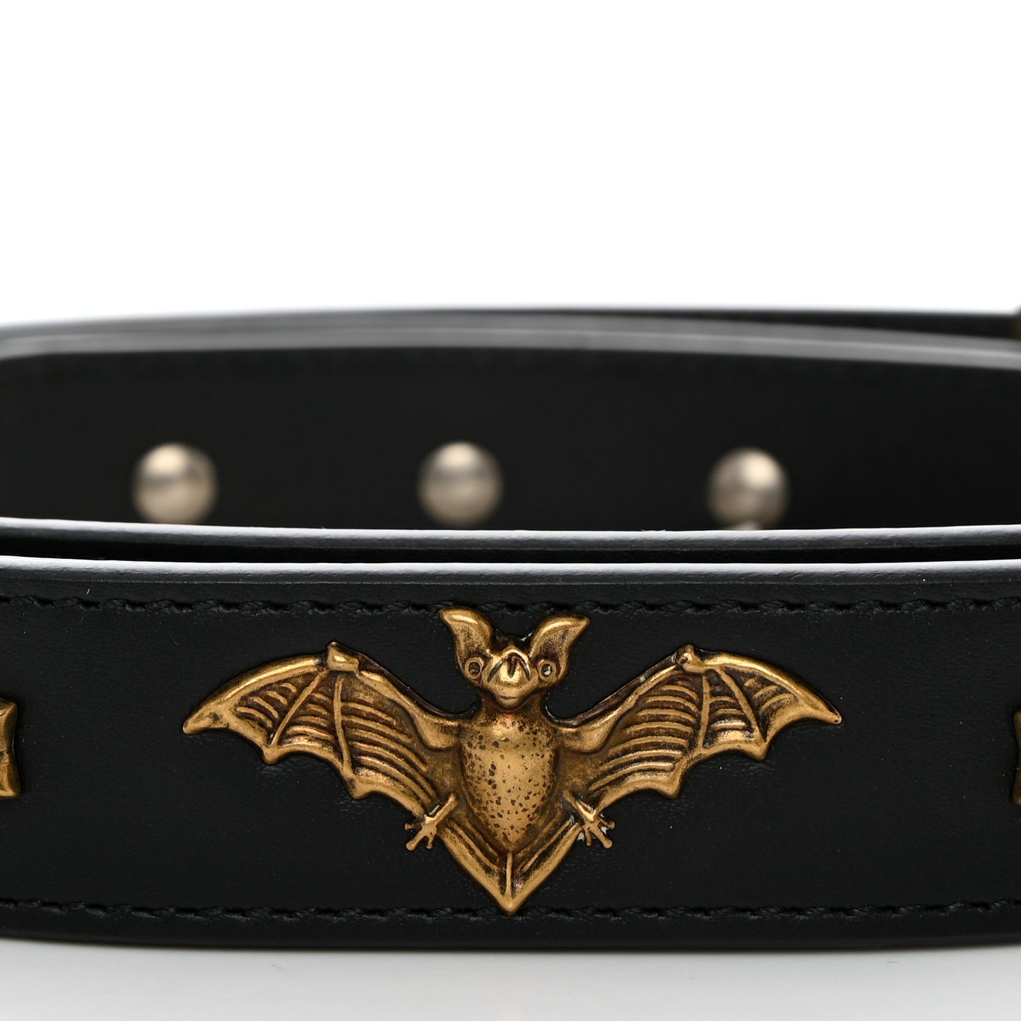 Calfskin Star Studded Torchon Double G Belt 90 36 Black