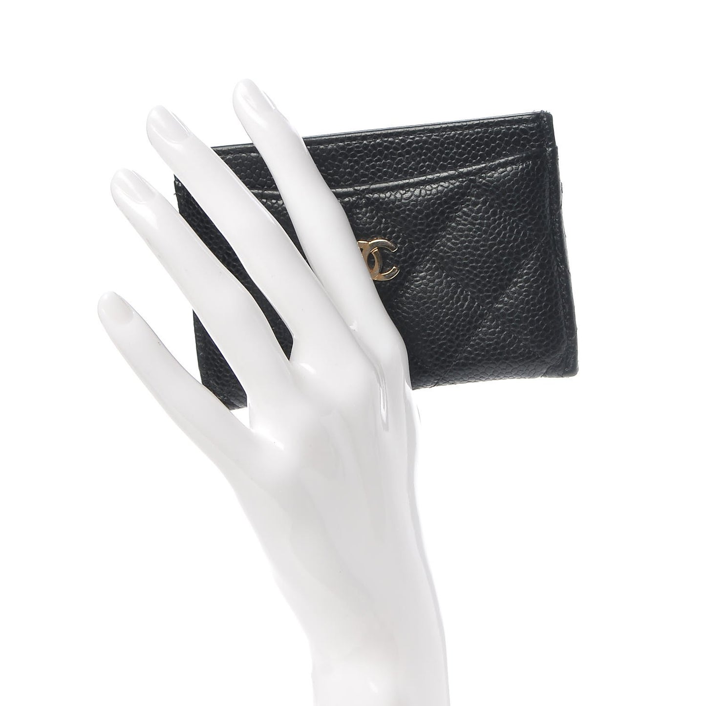 Caviar Quilted Card Holder Black