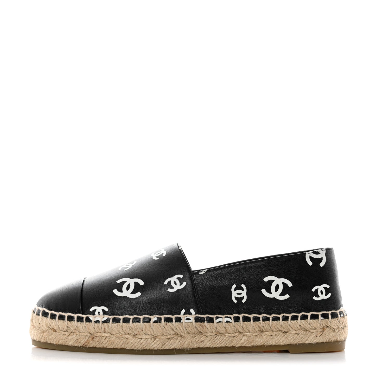 Lambskin Printed CC Espadrilles 37 Black White