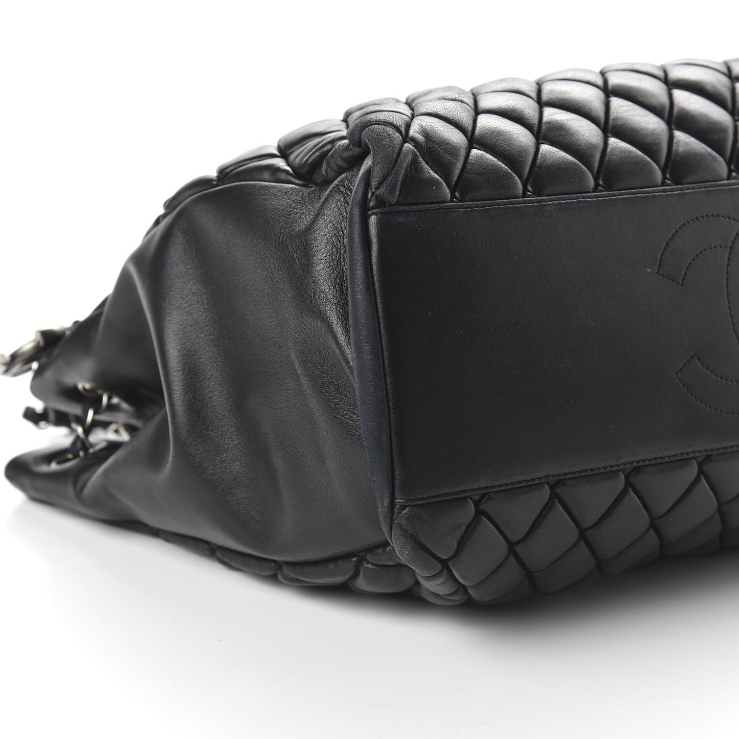 Lambskin Quilted Medium New Bubble North South Tote Black
