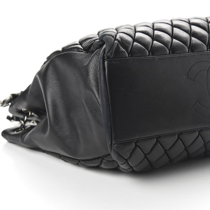 Chanel Lambskin Quilted Medium New Bubble North South Tote Black 6 of 10