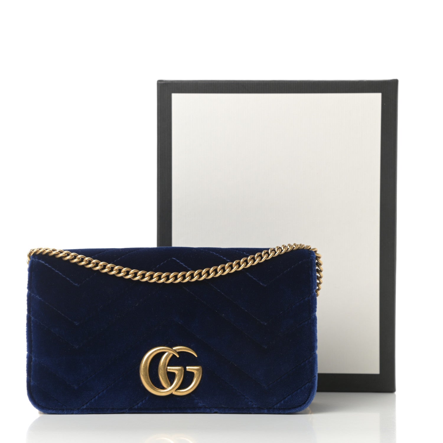 Gucci Velvet Matelasse GG Marmont Mini Bag Cobalt Blue 13 of 13