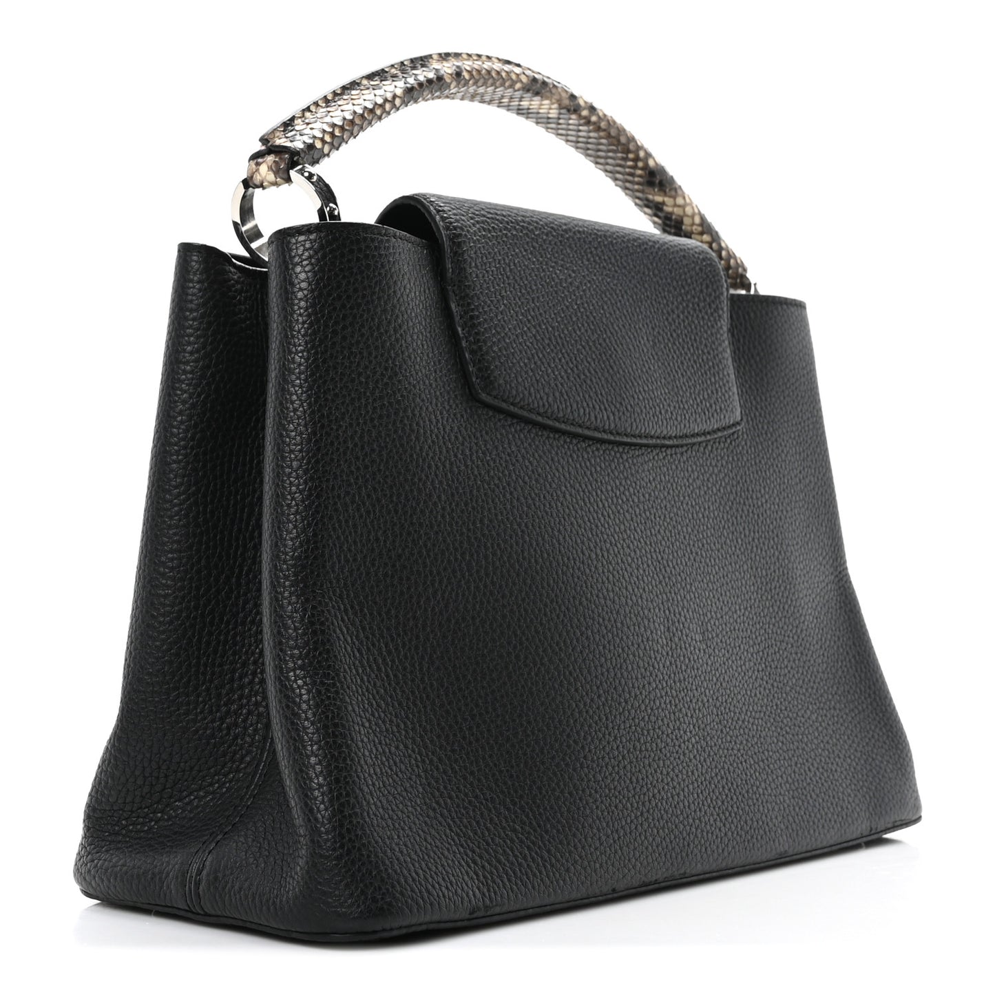 Taurillon Snakeskin Capucines MM Black