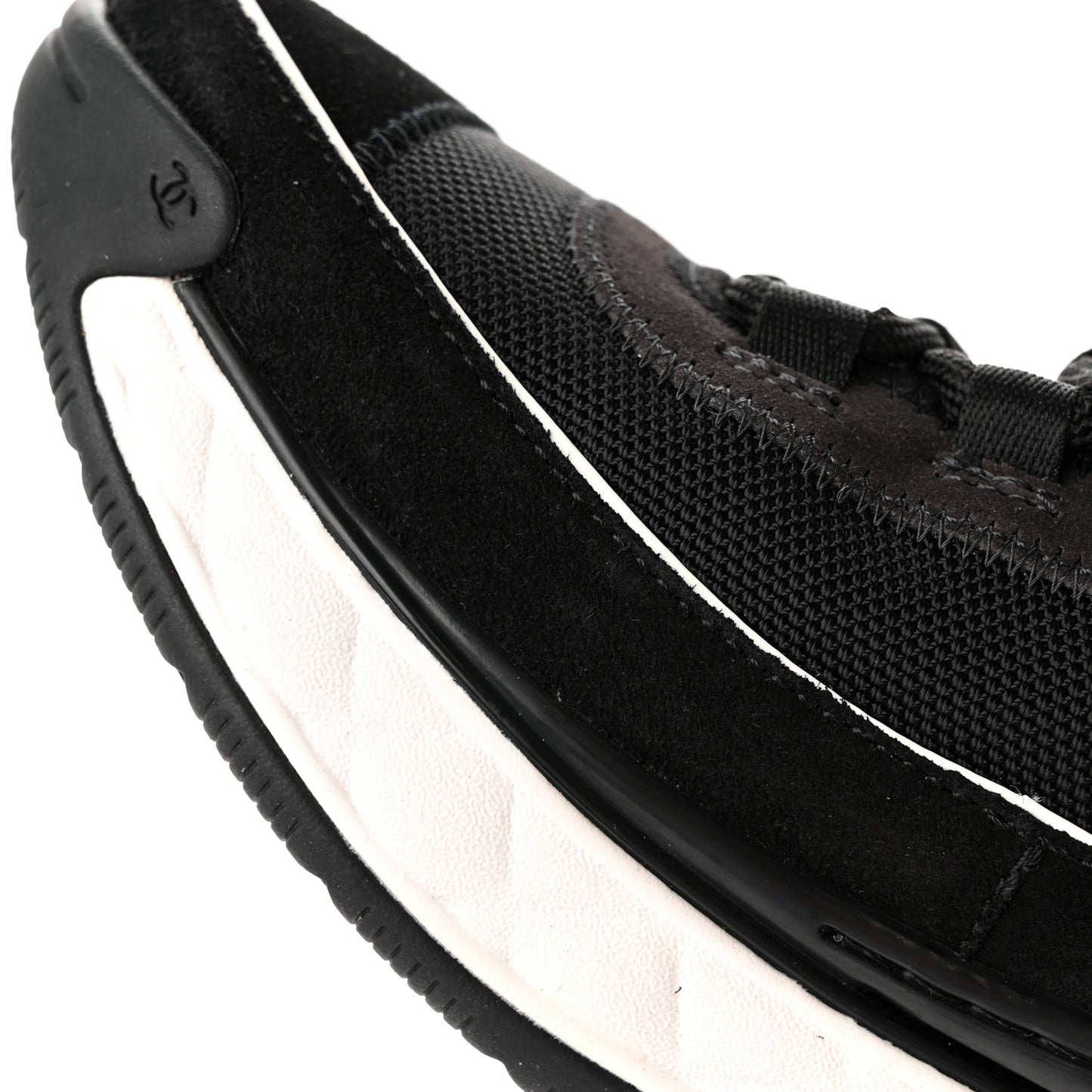 Velvet Calfskin Mixed Fibers CC Sneakers 37 Black