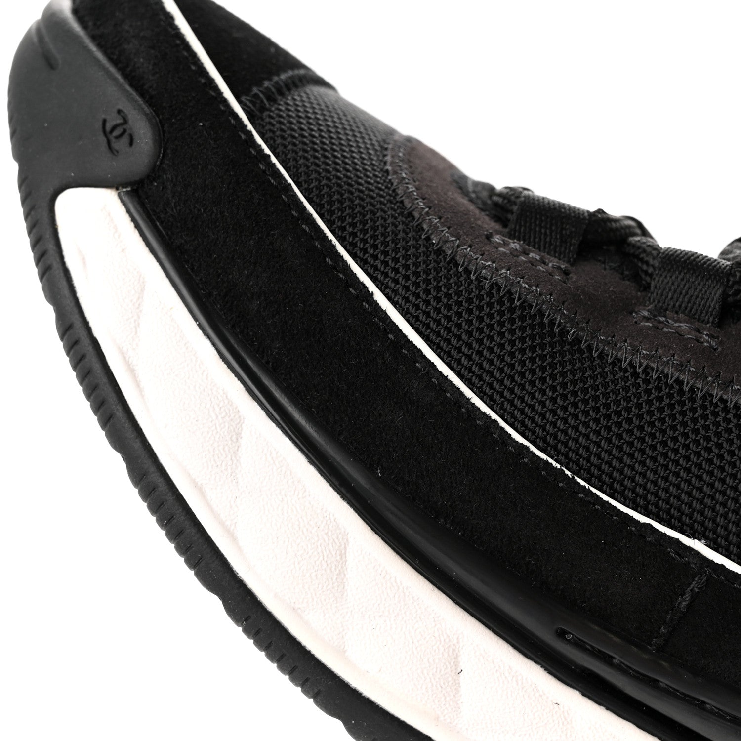 Chanel Velvet Calfskin Mixed Fibers CC Sneakers 37 Black 12 of 13
