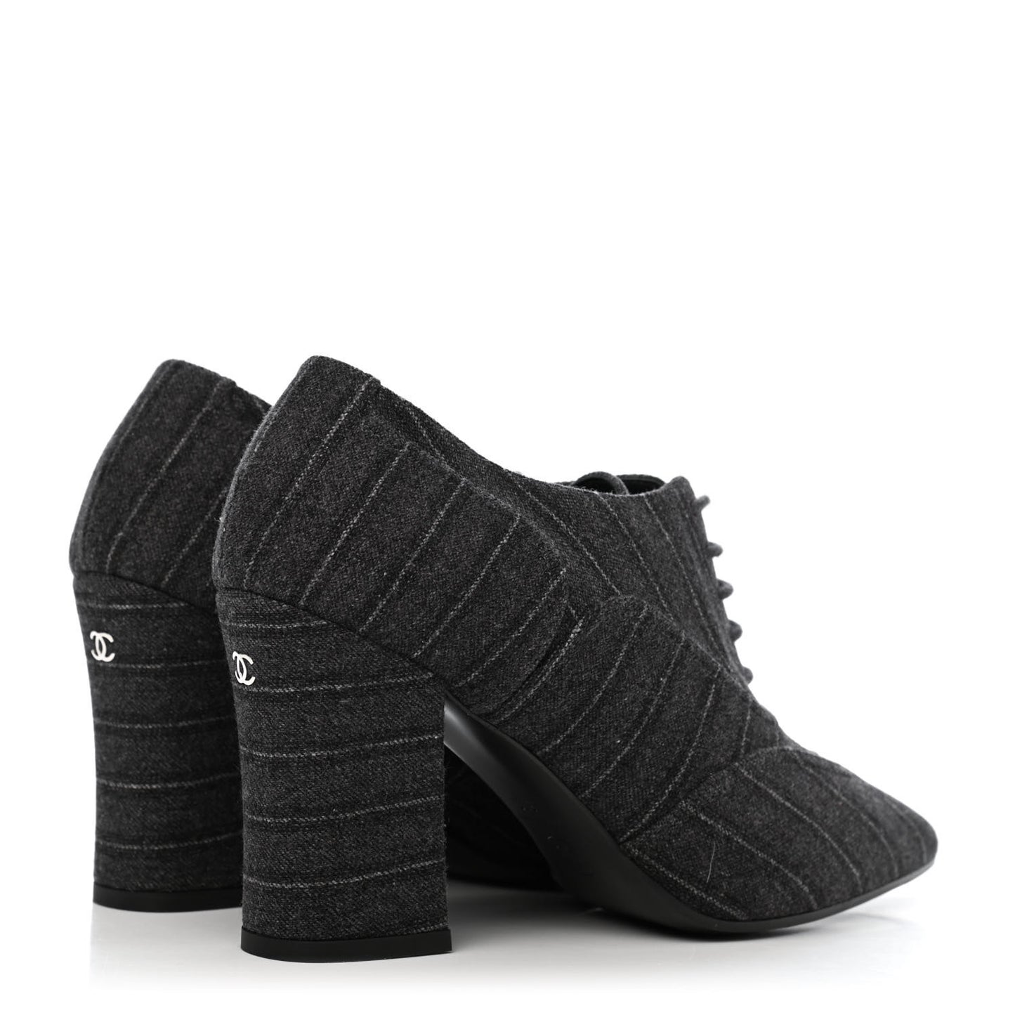 Fabric Lace Up Ankle Booties 37 Grey