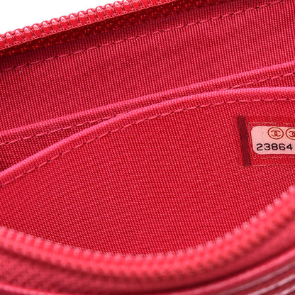 Chanel Caviar Quilted Boy Zip Around Coin Purse Wallet Dark Red 7 of 9