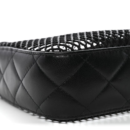 Chanel Mesh Shiny Lambskin Clutch With Chain Black 10 of 11