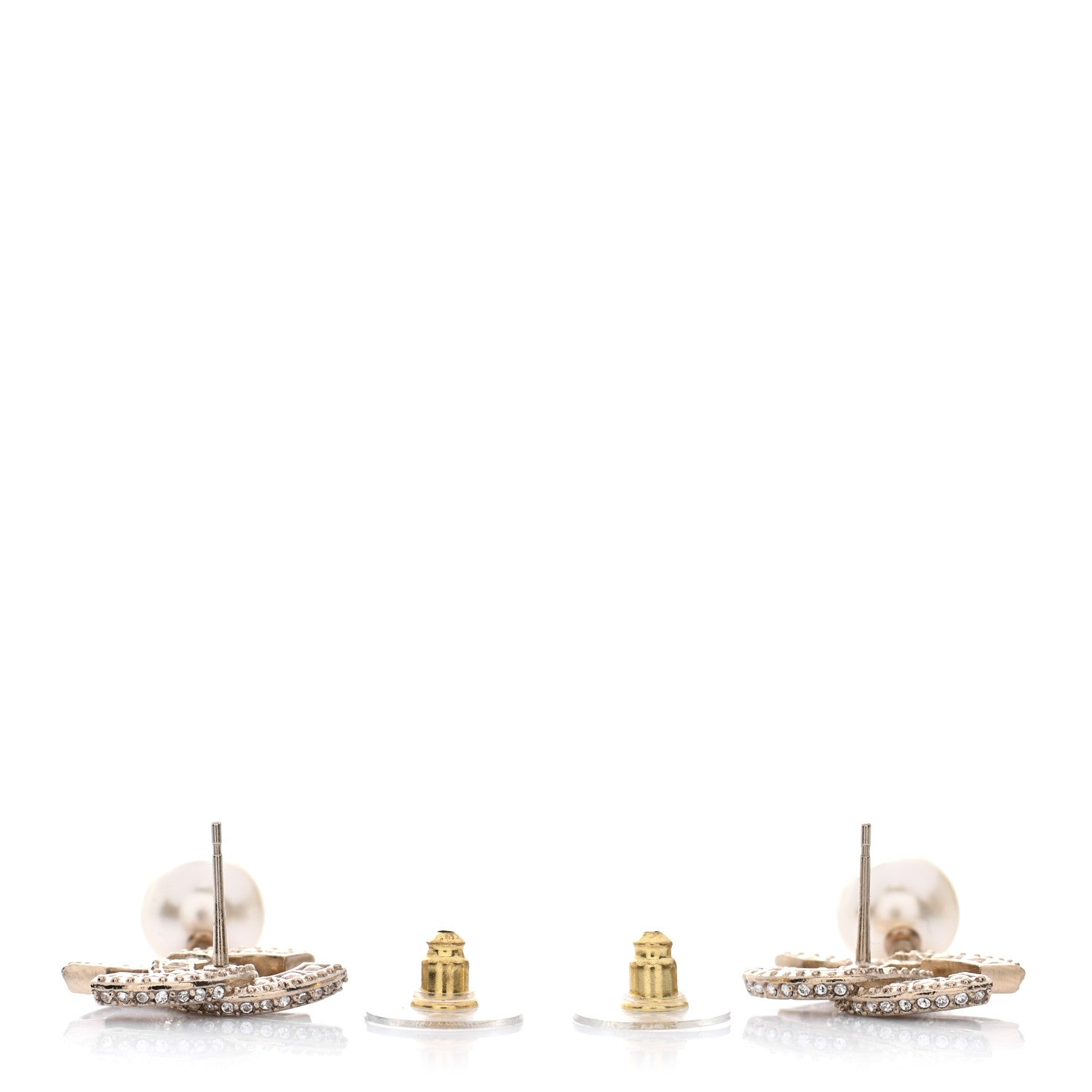 Chanel Crystal Pearl CC Drop Earrings Gold 3 of 4