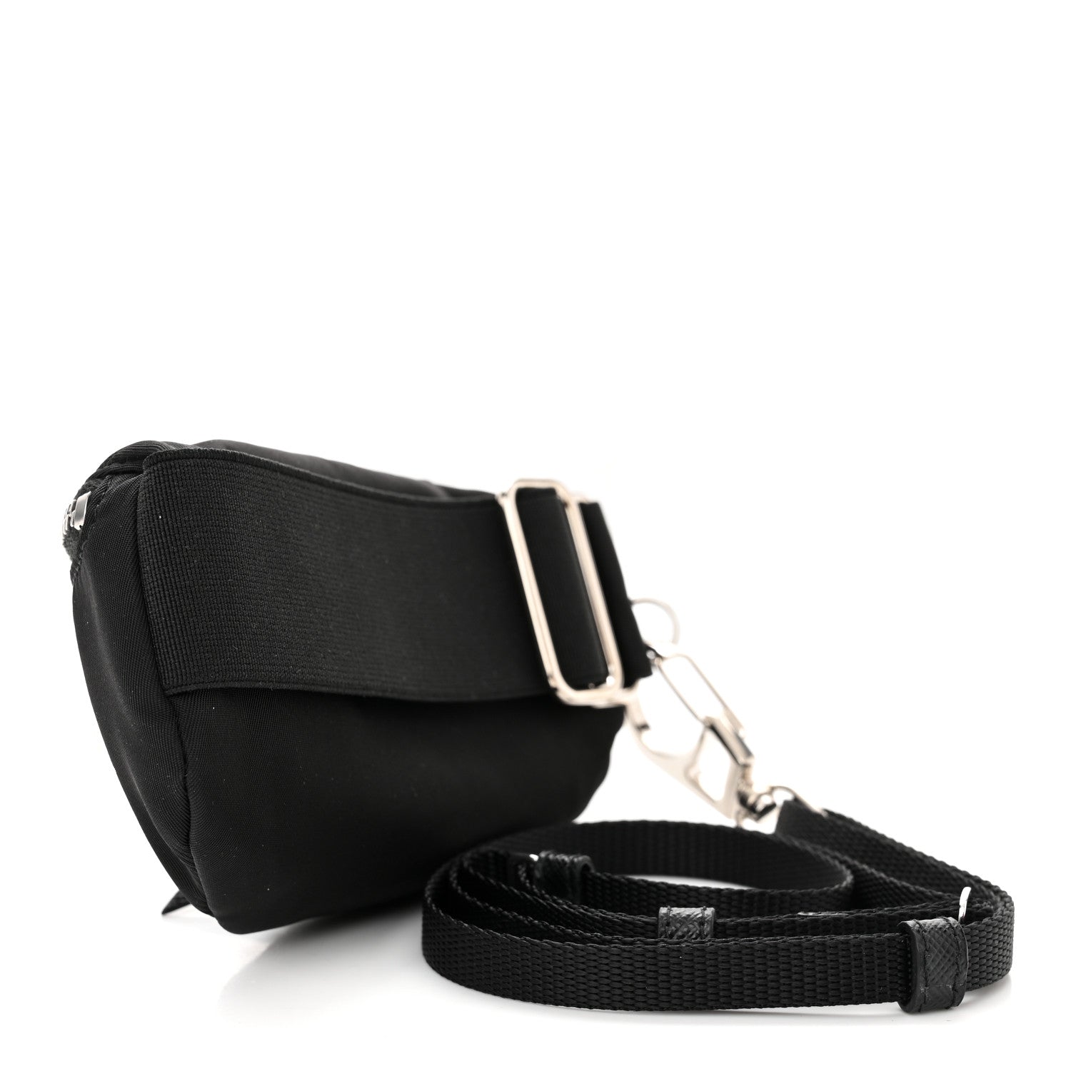 Prada Tessuto Nylon Saffiano Metal Triangle Logo Mini Crossbody Pouch Black 3 of 11