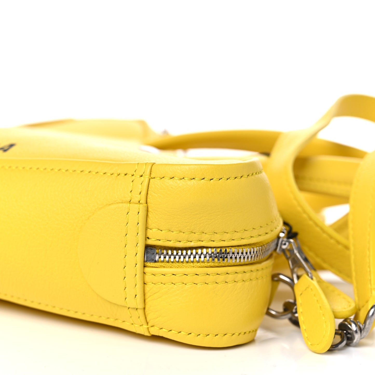 Shiny Day Calfskin Logo XS Triangle Duffle Jaune Black