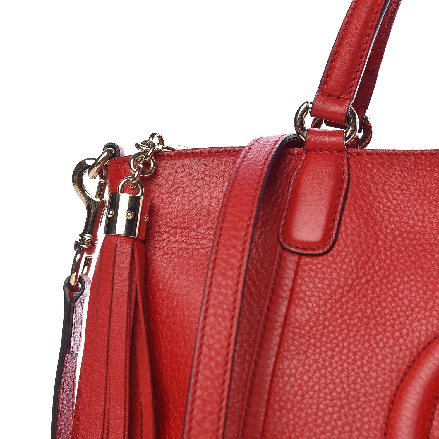 Gucci Pebbled Calfskin Small Soho Top Handle Bag Red 8 of 12
