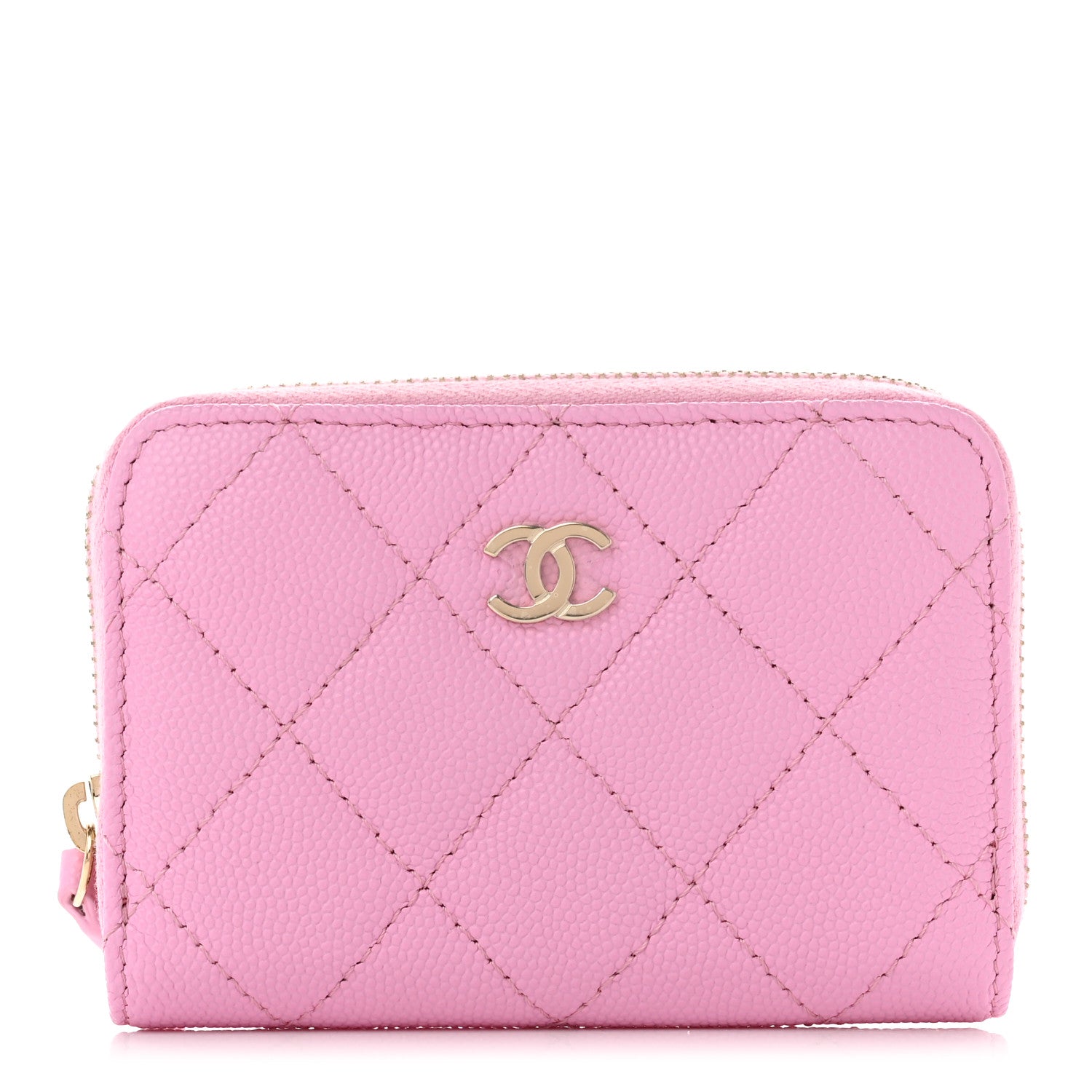 Chanel Caviar Quilted Zip Coin Purse Pink 1 of 7