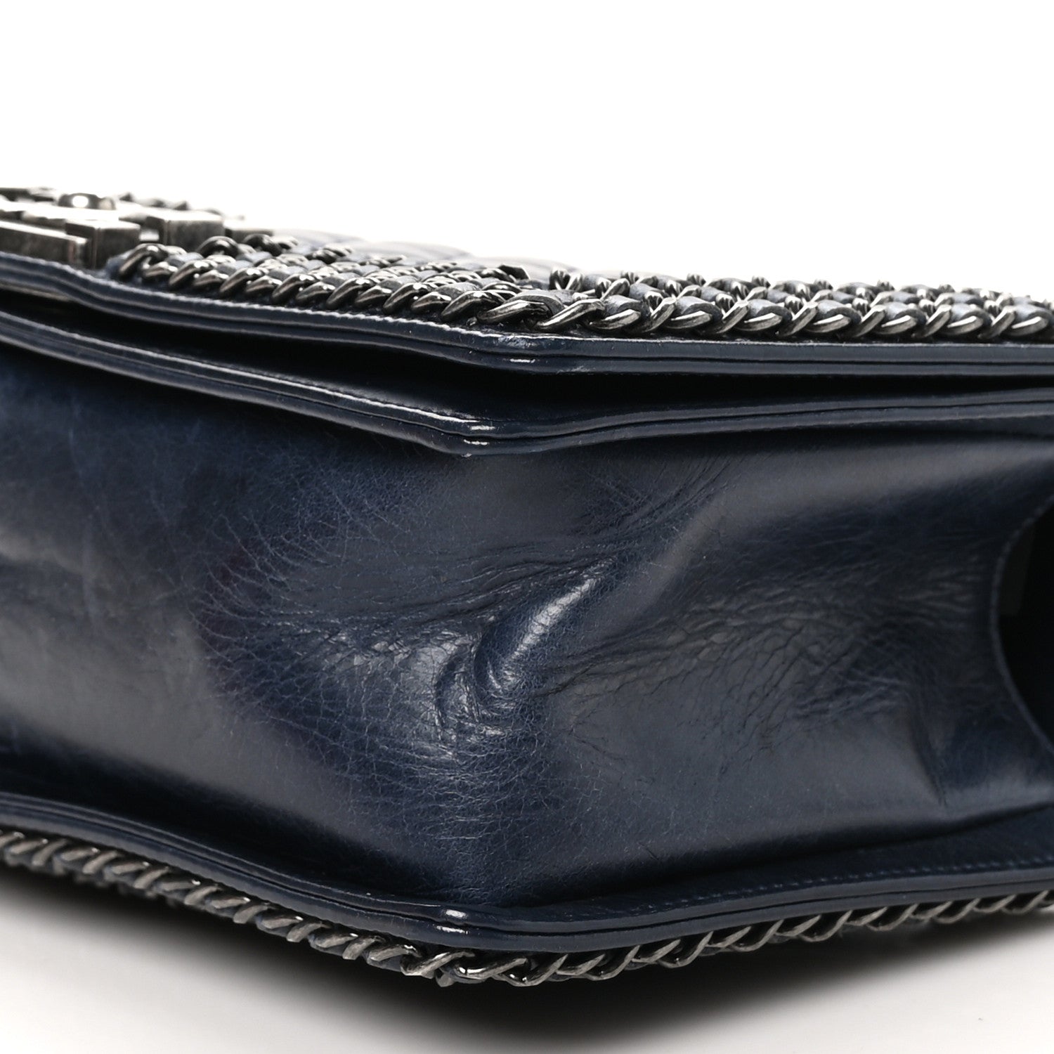 Chanel Glazed Calfskin Quilted Medium Boy Chained Flap Blue 10 of 10