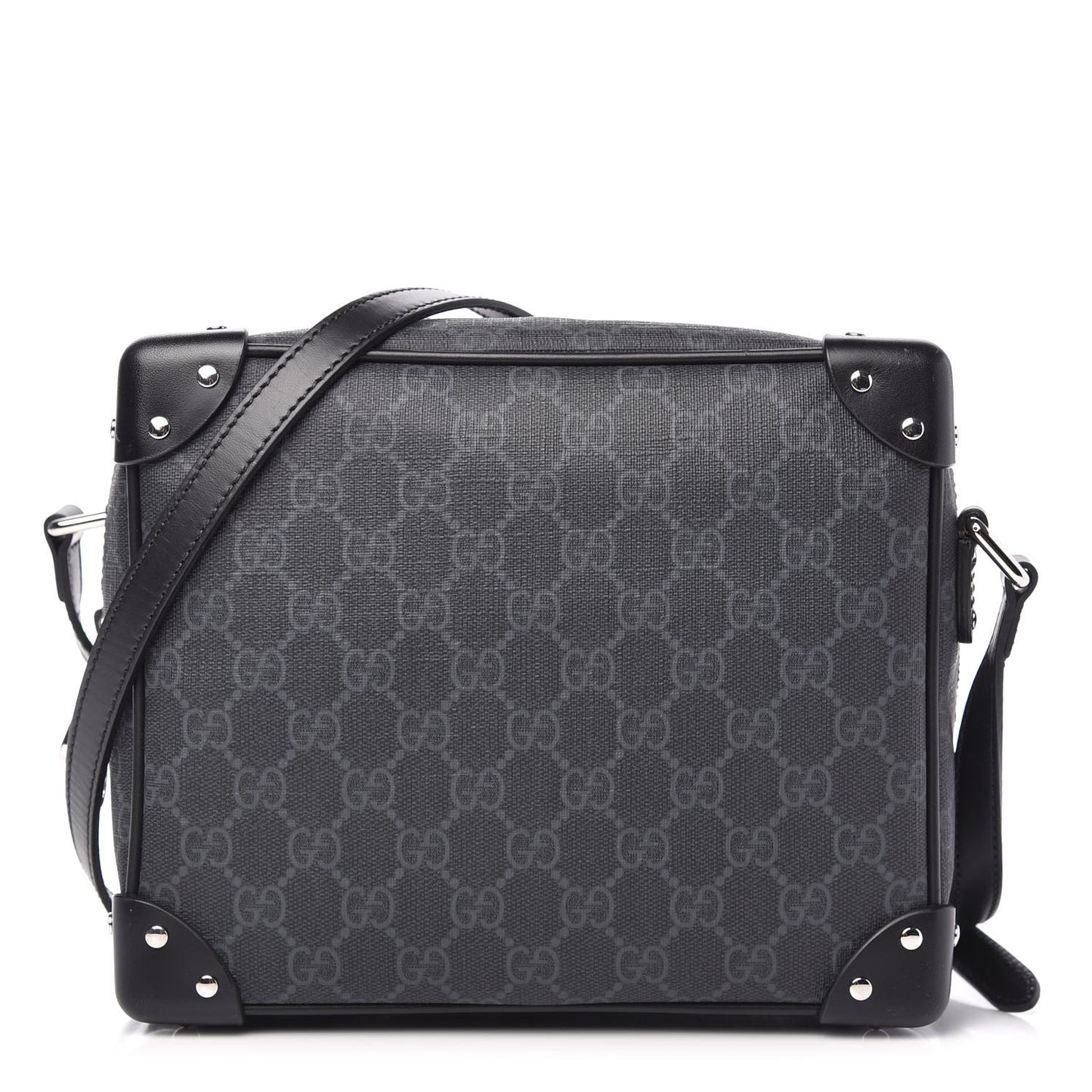 GG Supreme Monogram Selleria Calfskin Square Messenger Bag Black