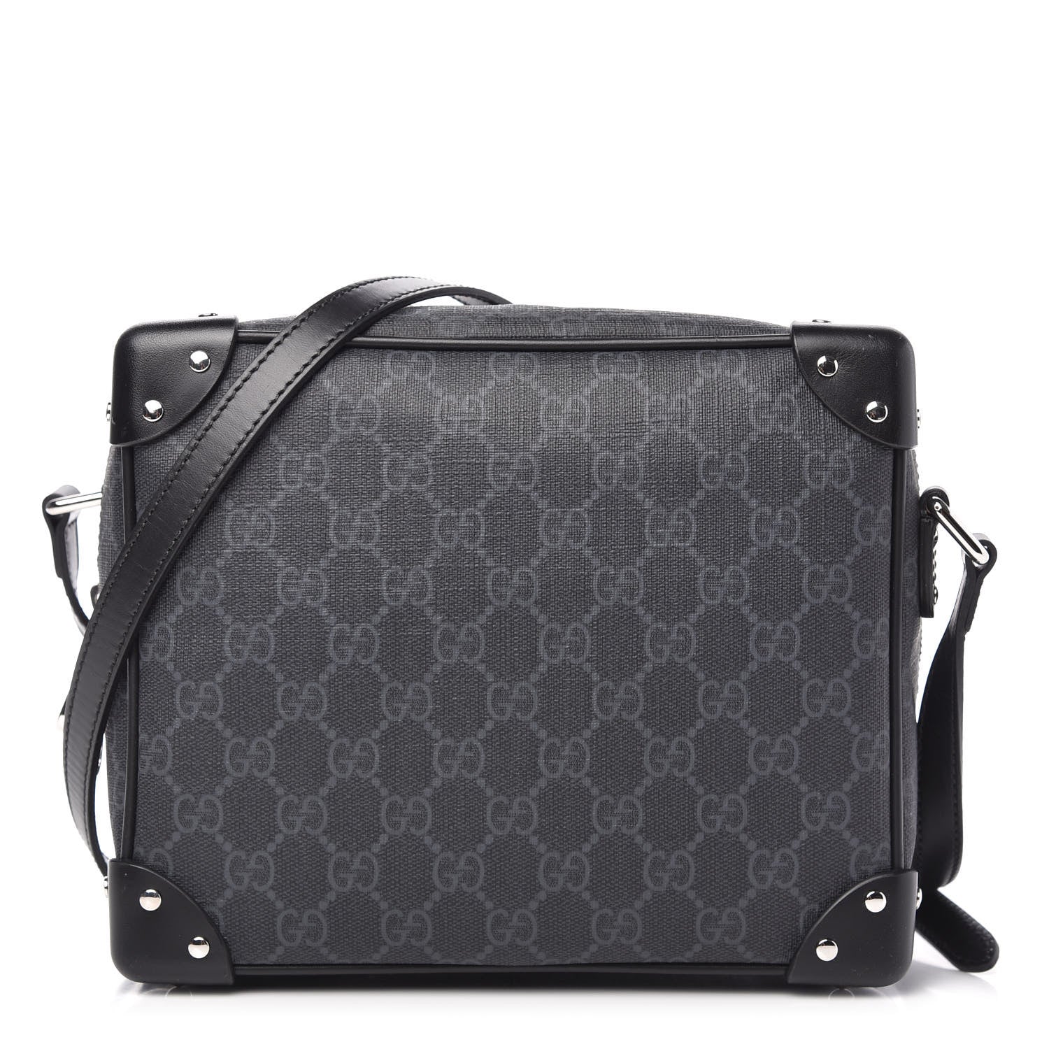 Gucci GG Supreme Monogram Selleria Calfskin Square Messenger Bag Black 1 of 9
