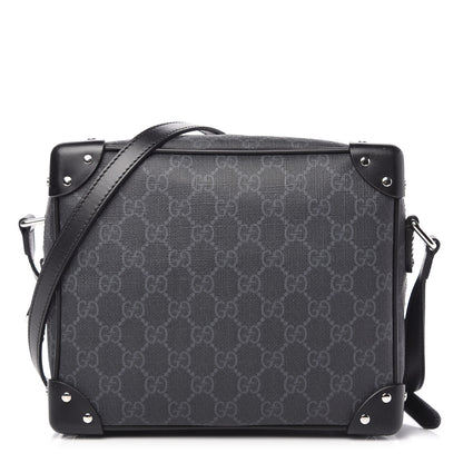 Gucci GG Supreme Monogram Selleria Calfskin Square Messenger Bag Black 1 of 9