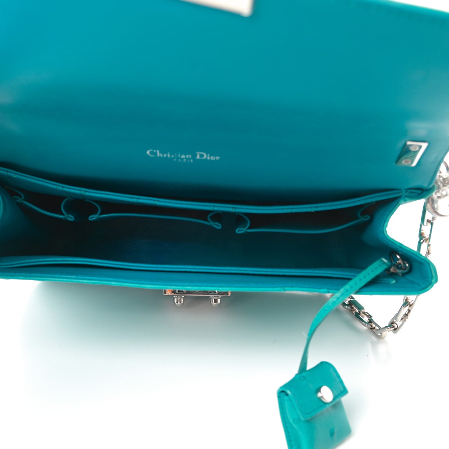 Ostrich Medium Miss Dior Flap Turquoise