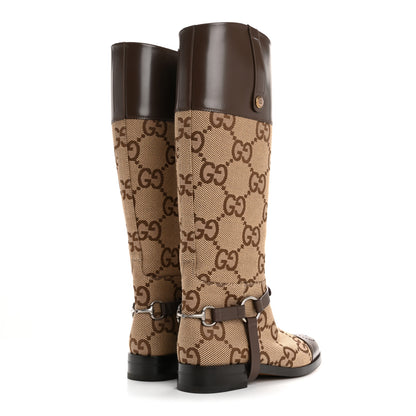 Gucci Monogram Jumbo GG Cordovan Lux Zelda Harness Riding Boots 39 Camel Ebony New Acero 4 of 8