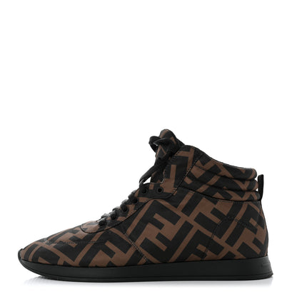Fendi Nylon FF Reloaded High Top Sneakers 38.5 Tobacco Black 1 of 8